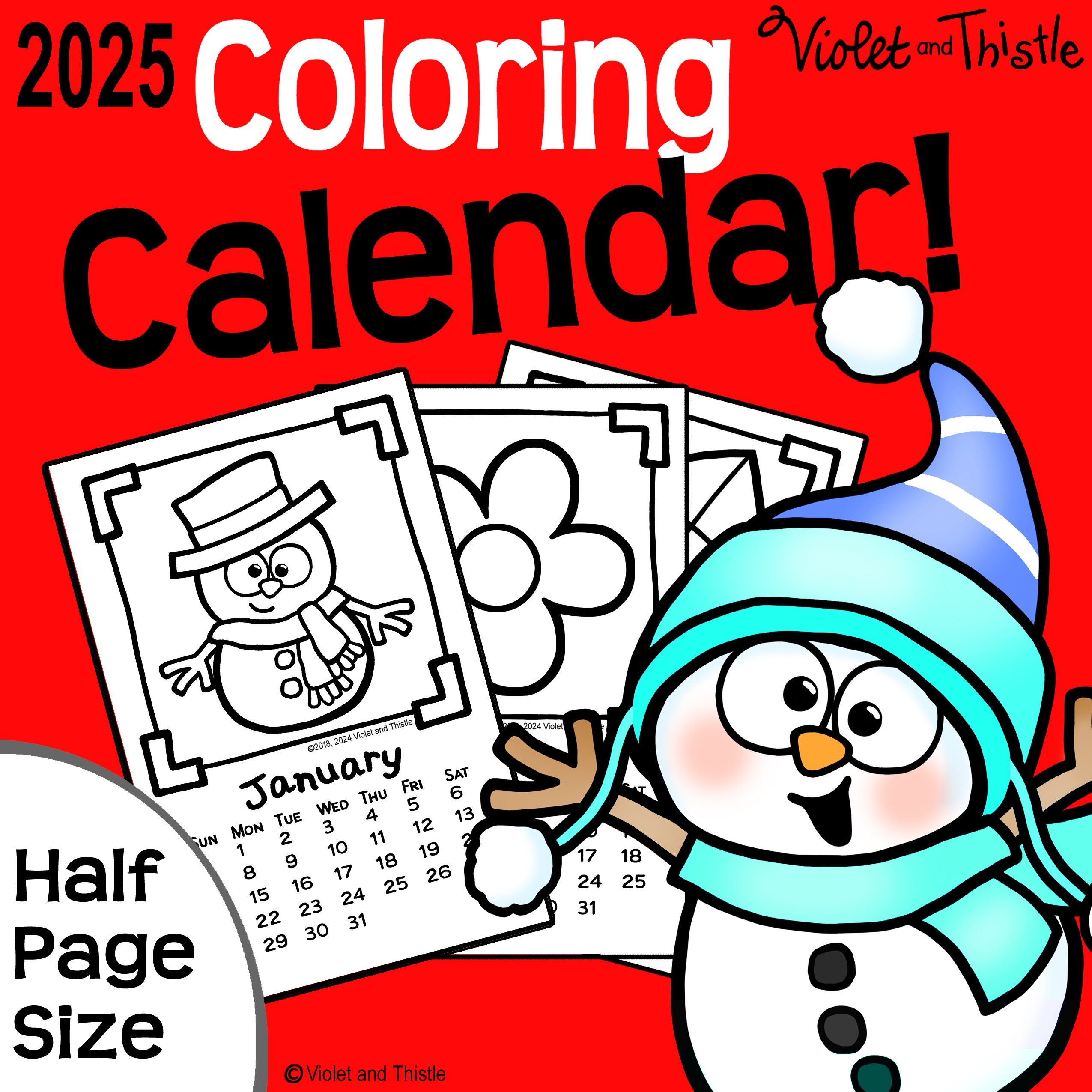 2025 Coloring Calendar Printable To Color Parent Christmas Gift 
