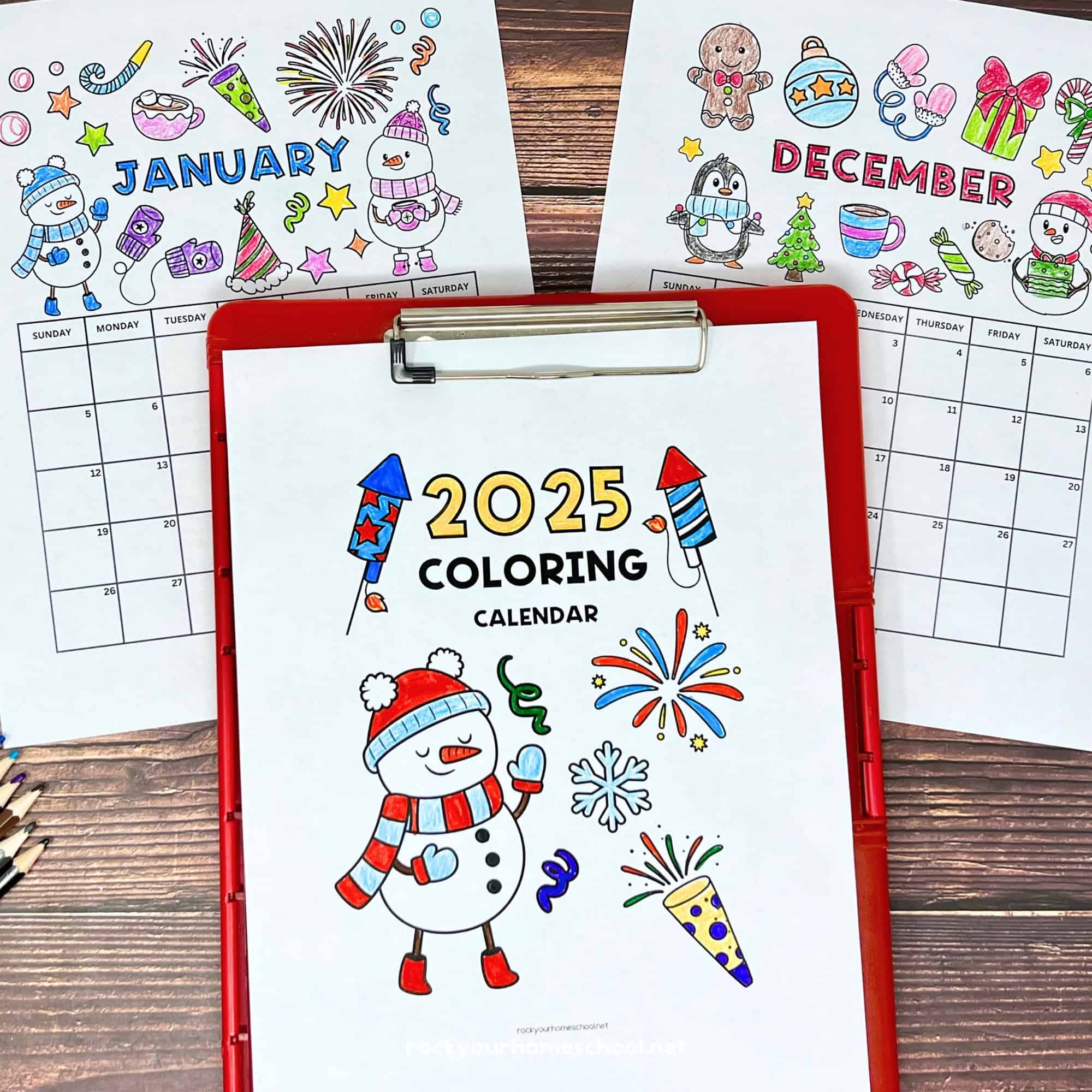 December Coloring Calendar 2025