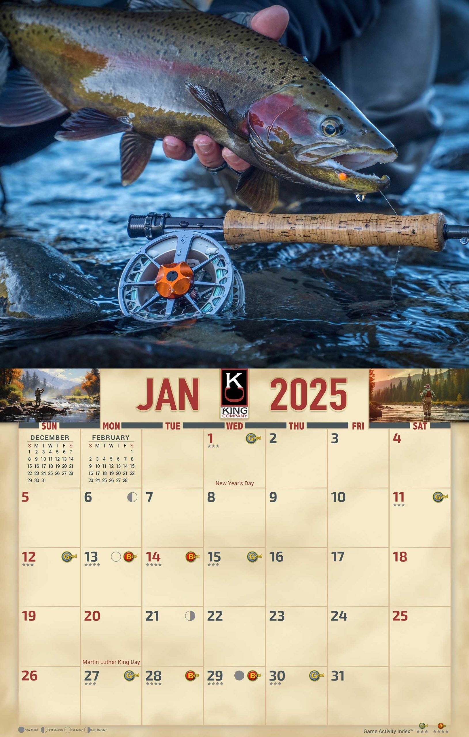 2025 Fly Fishing Wall Calendar 16 Month X Large Size 14x22 Best Fishing Calendar By The King Company Monster Calendars