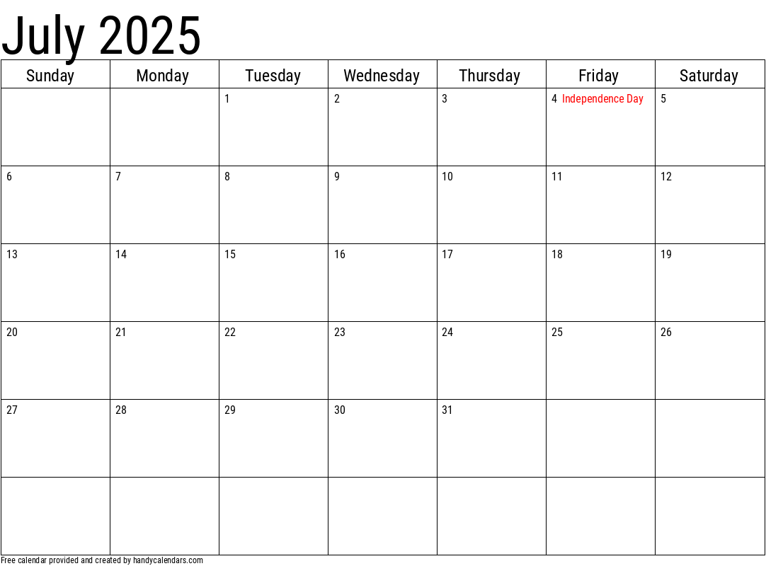 July 2025 Calendar Black And White