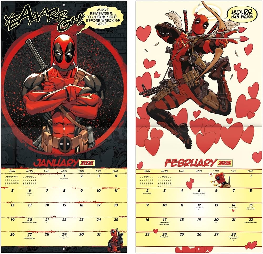 2025 Marvel Deadpool Wall Calendar Trends International 9798888280744 Amazon Books