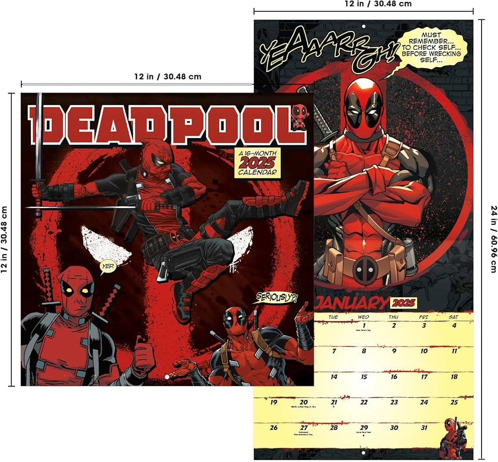 2025 Marvel Deadpool Wall Calendar Trends International 9798888280744 Amazon Books