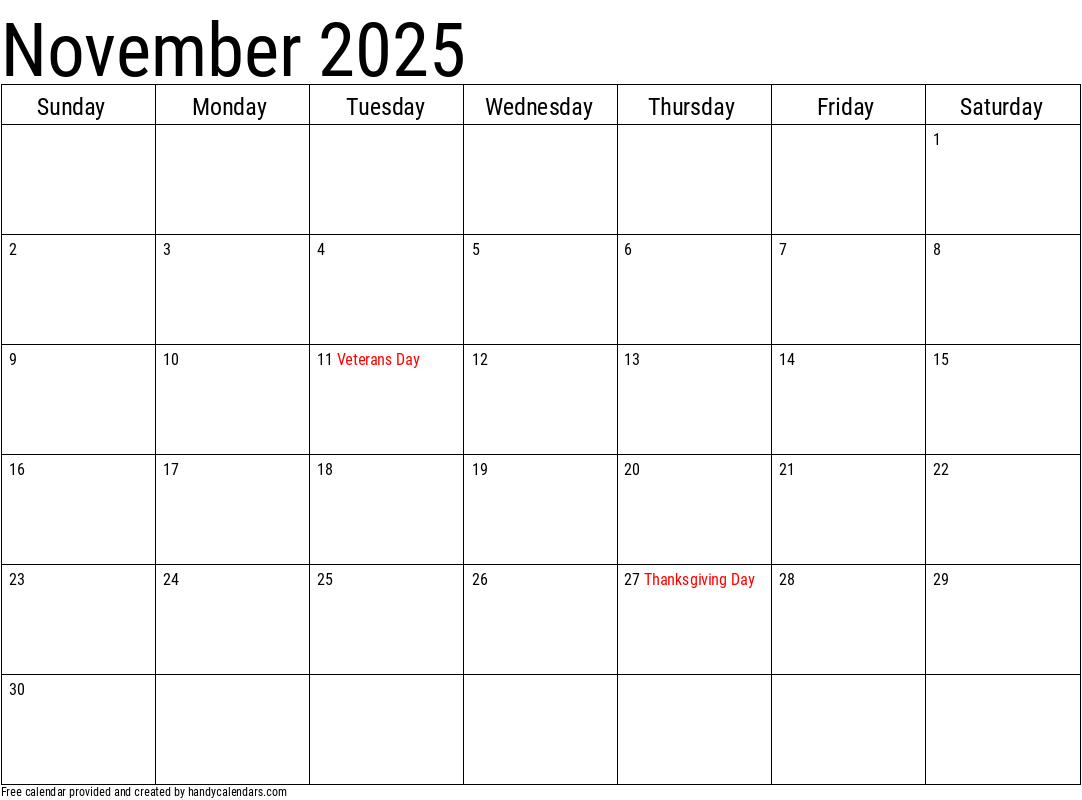 How Many Days Are In November 2025 Calendar