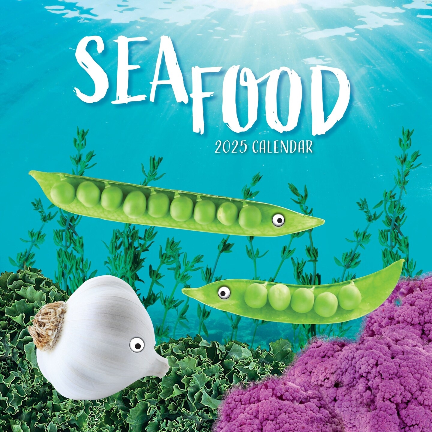 2025 Square Wall Calendar Sea Food 16 Month Funny Corner Theme With 180 Reminder Stickers 12 X 12 In 