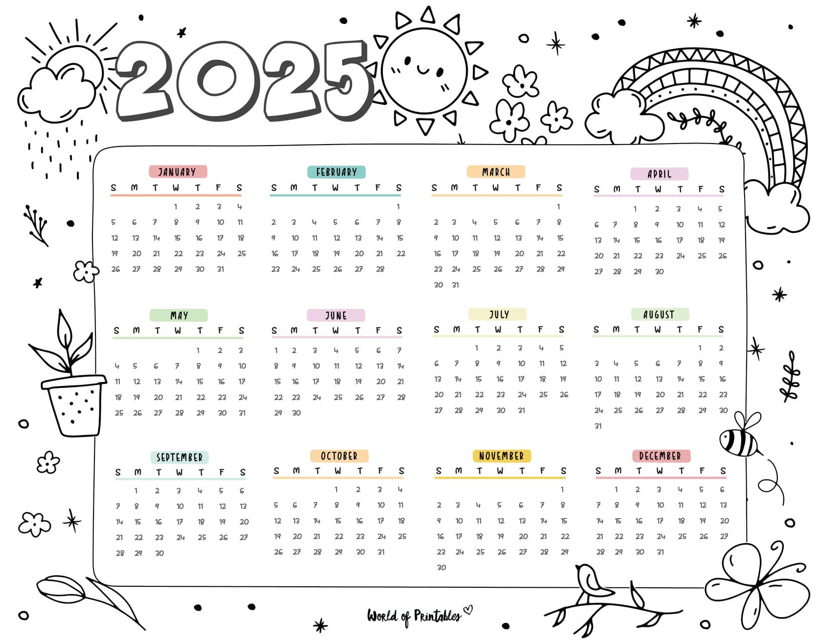 December Calendar 2025 Coloring Pages