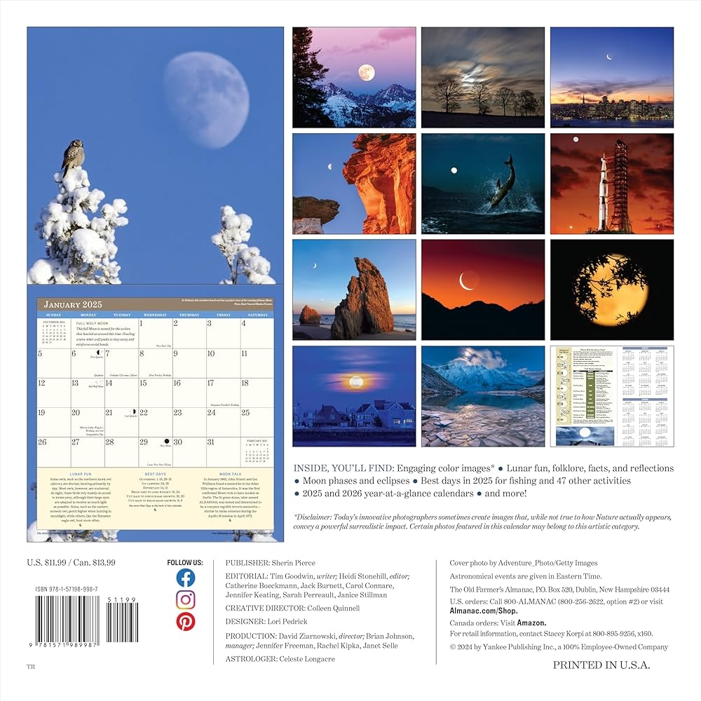 Amazon The 2025 Old Farmer s Almanac Moon Wall Calendar 9781571989987 Old Farmer s Almanac Books