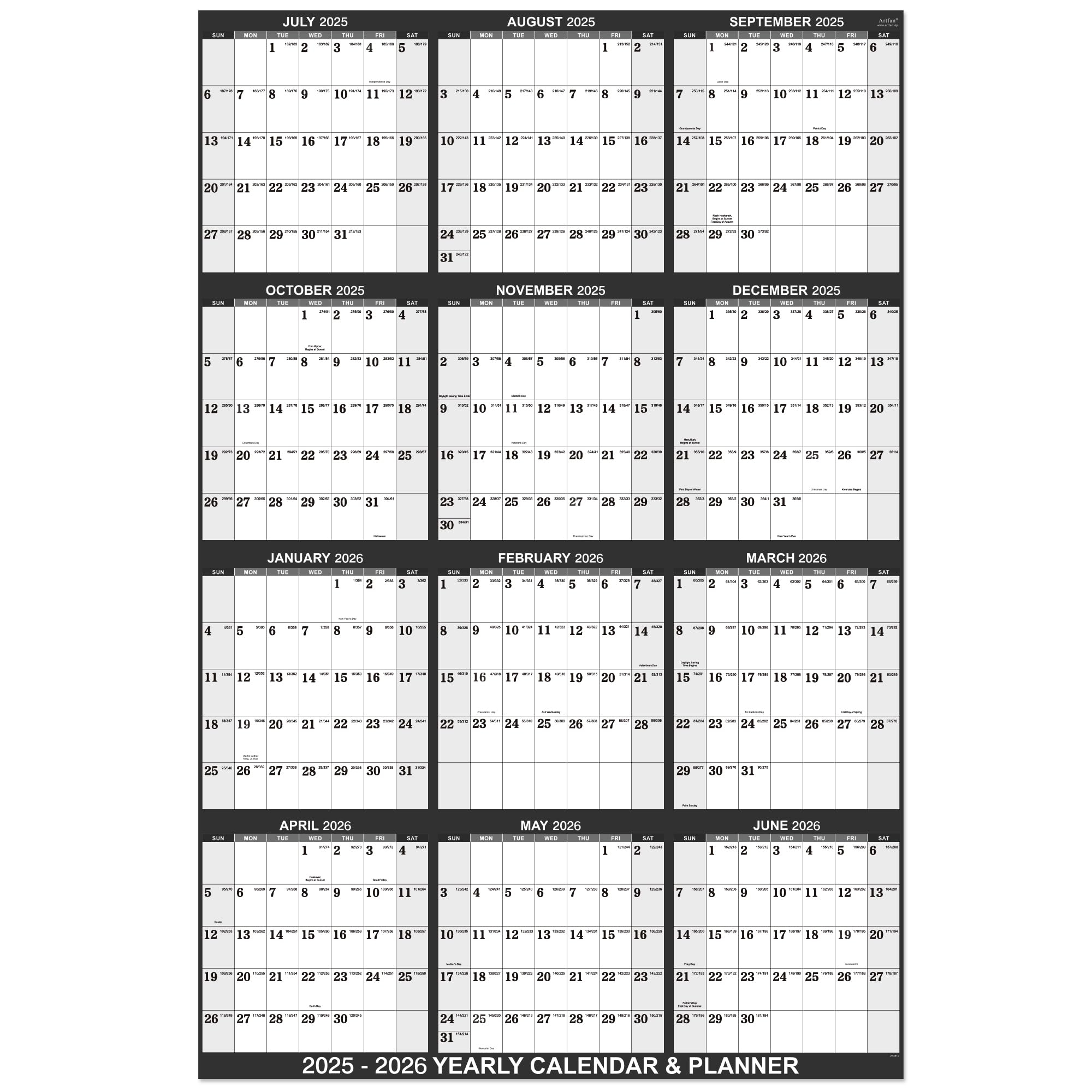 August 2025 - July 2026 Calendar