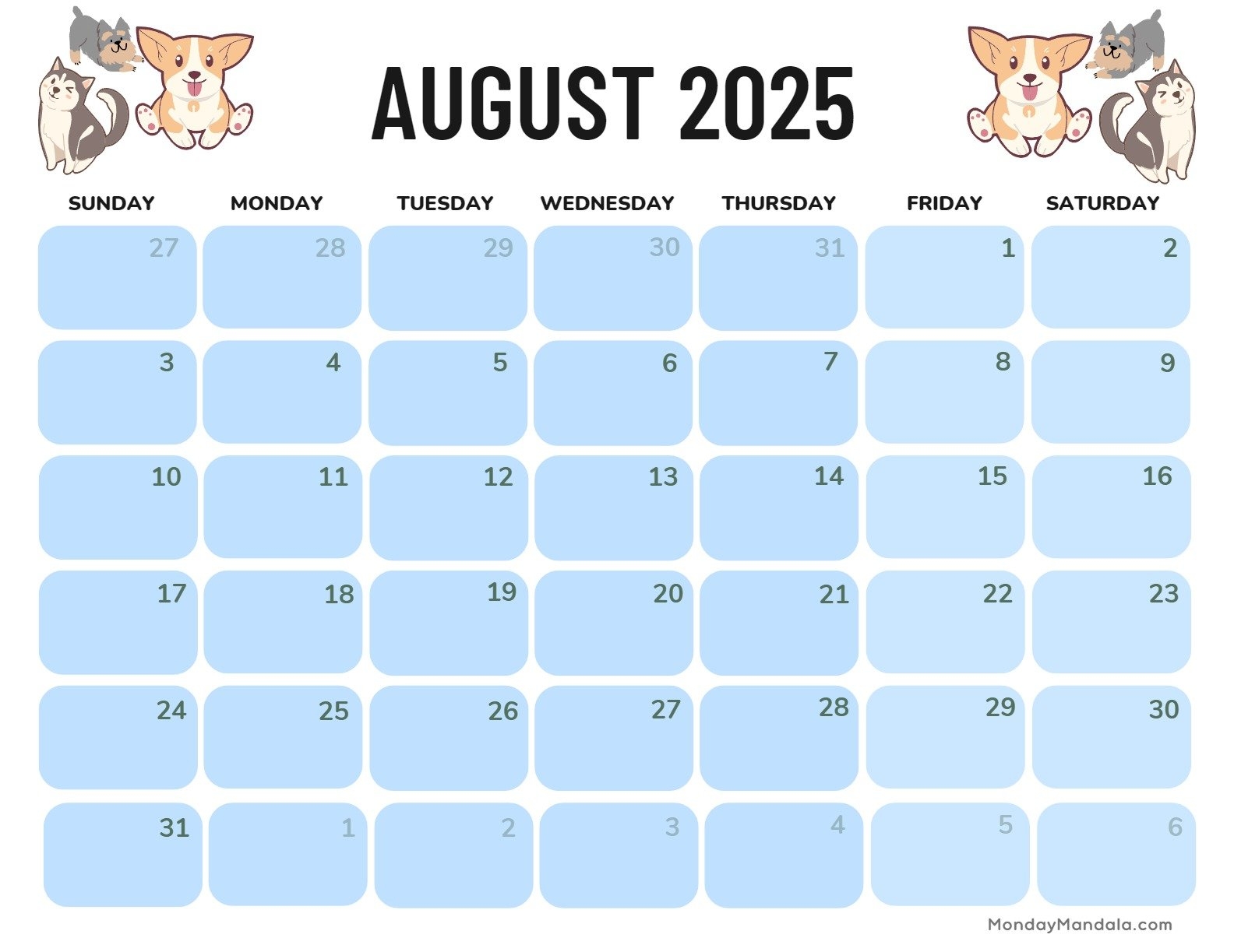 August 2025 Calendar 52 Free PDF Printables 
