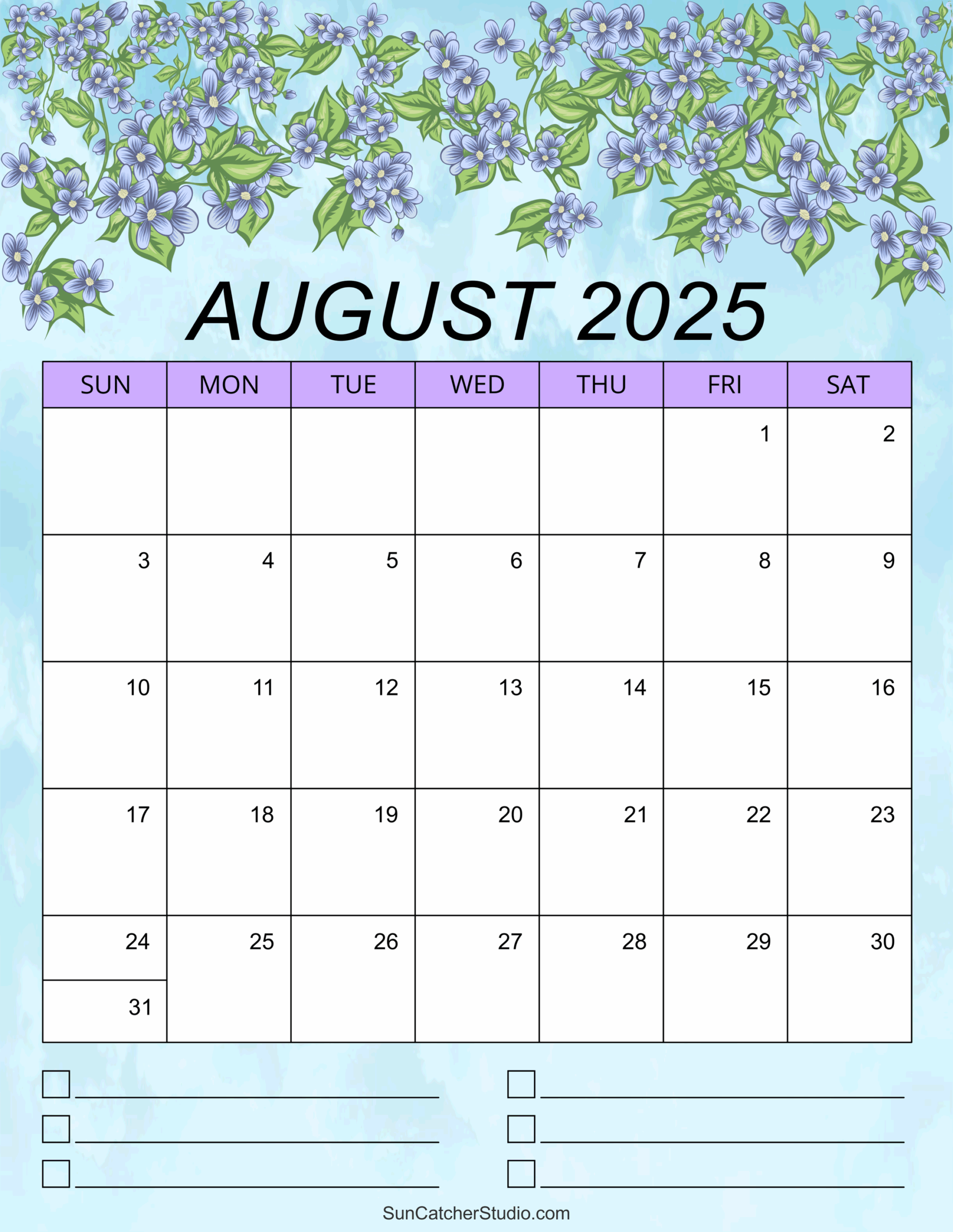 Album Calendar August 2025