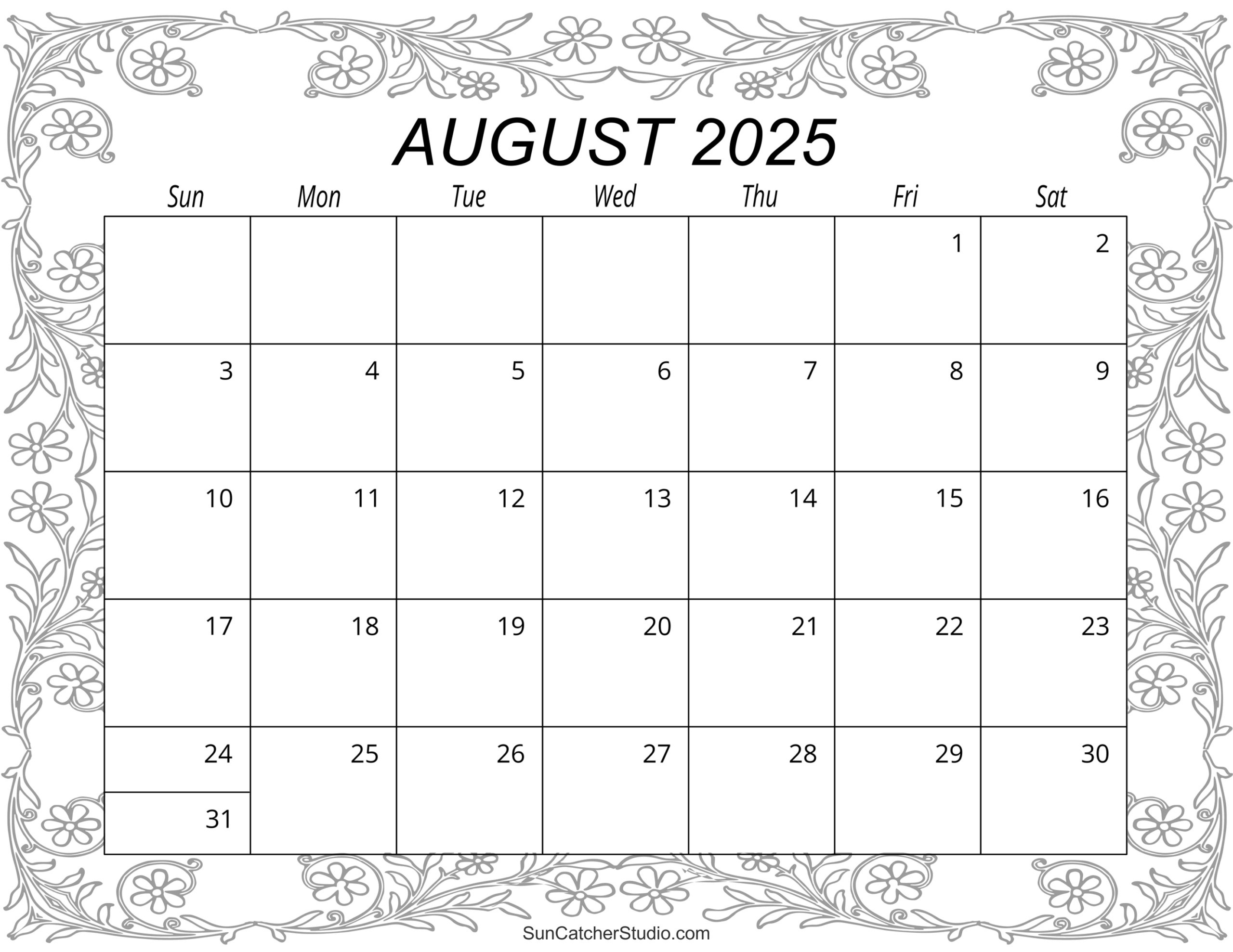 Printable August Calendar 2025 With Holidays