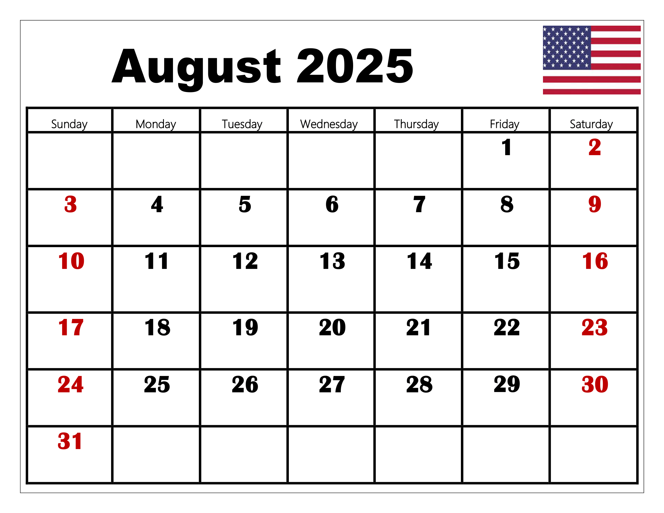 Calendar 2025 August Bank Holiday