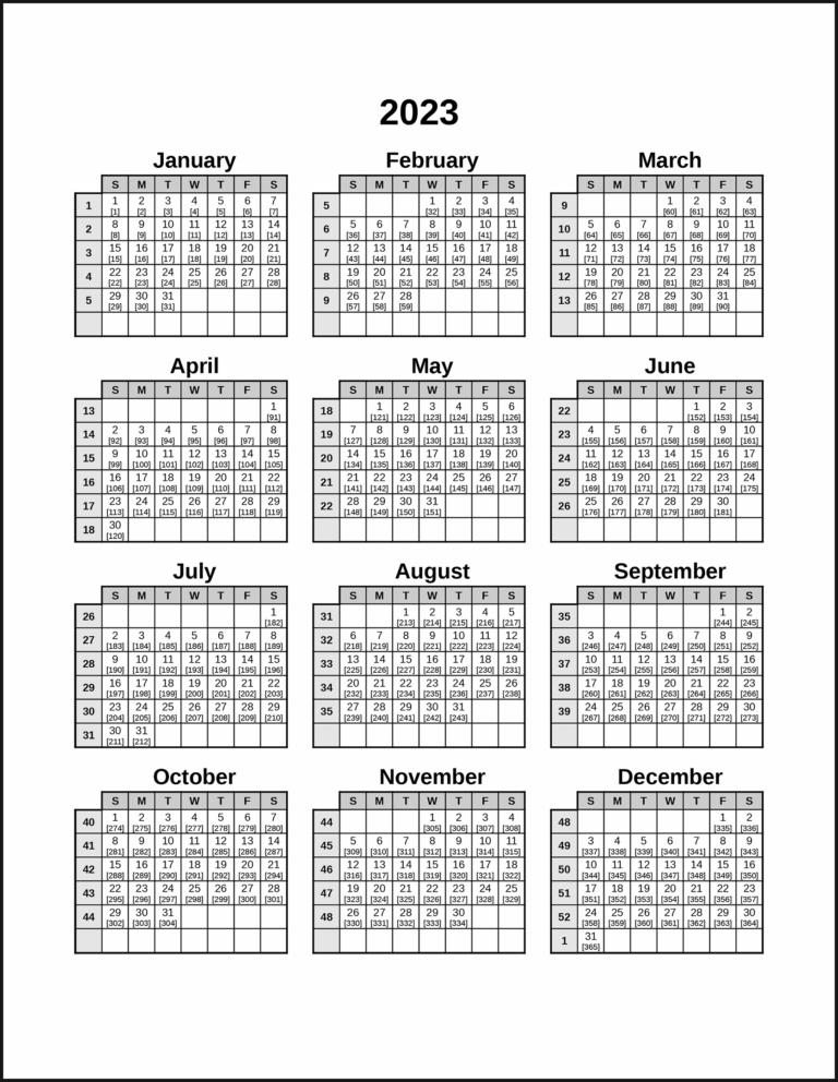 CalendarsThatWork Julian Week Of The Year