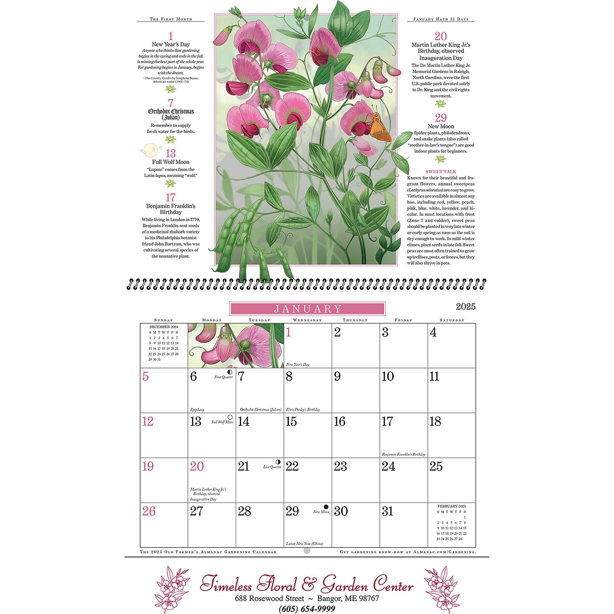 Customized Old Farmer Almanac Gardening Wall Calendars 2025 Spiral 
