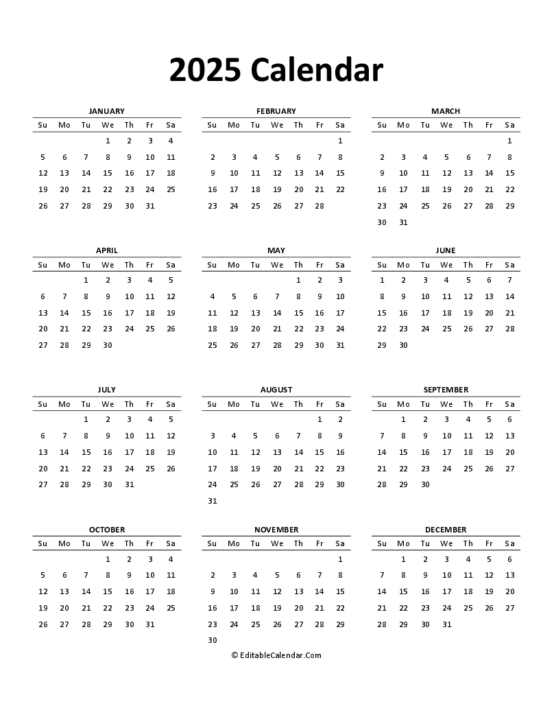 Download Editable August 2025 Calendar For Word