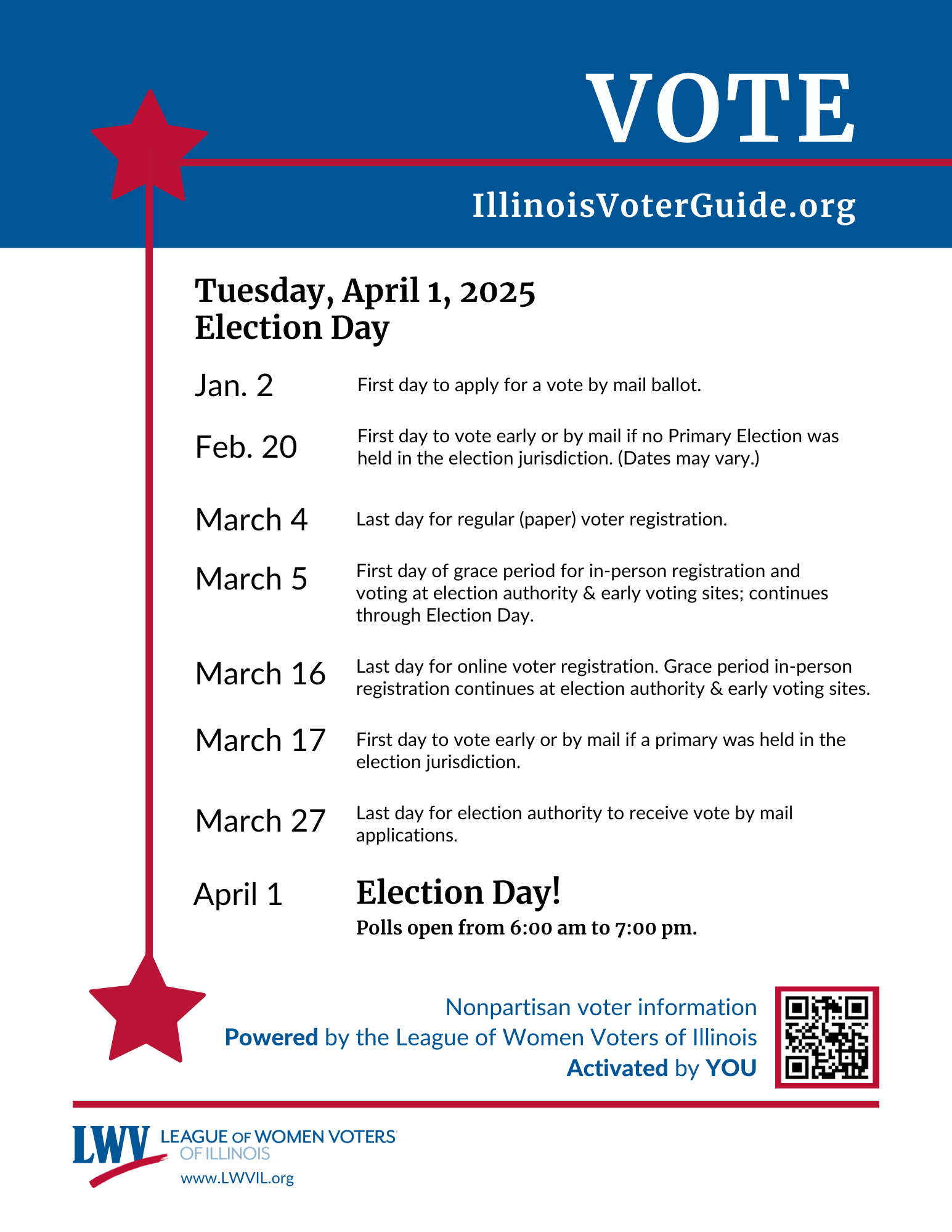 Election Calendar League Of Women Voters Of Illinois