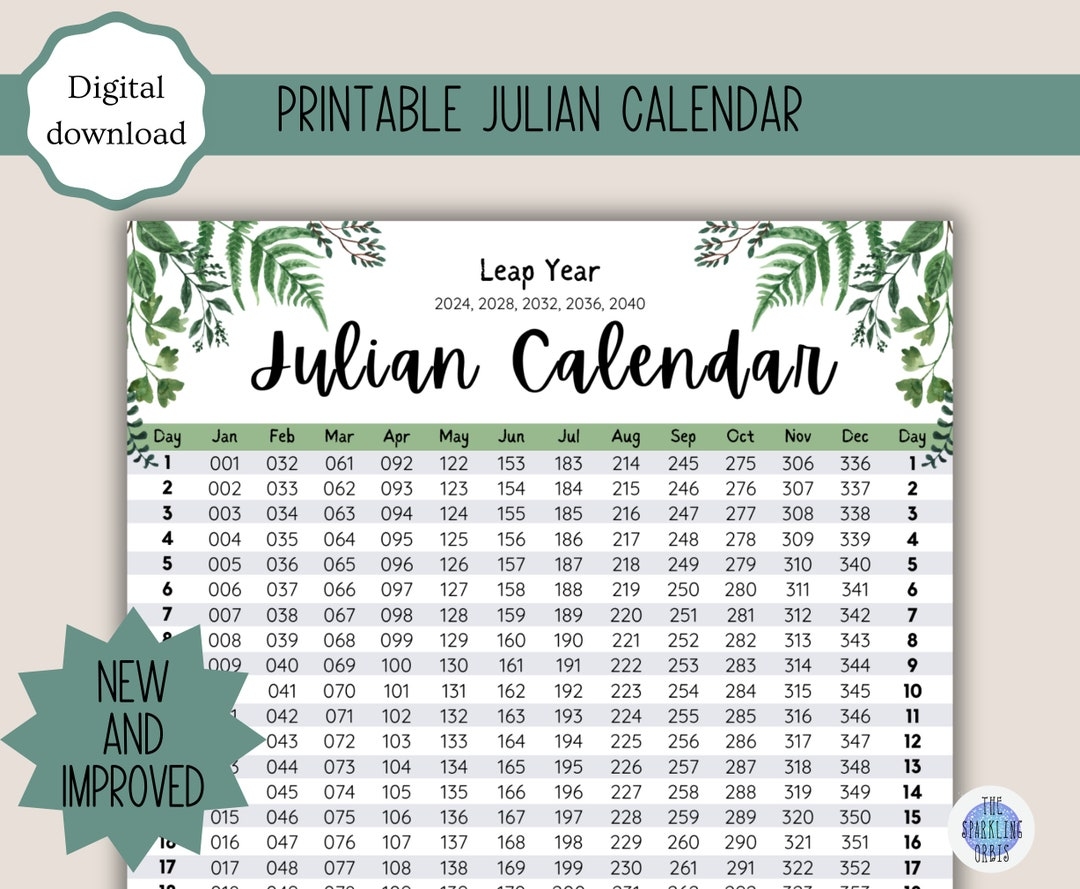 180 Julian Dated Calendar For 2025