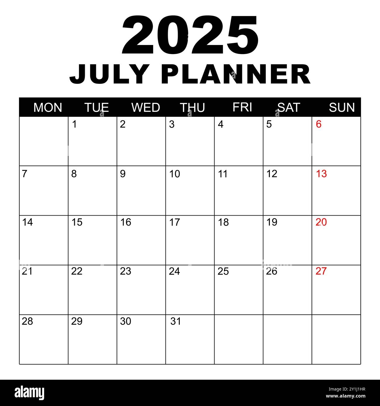 July 2025 Calendar Weekly