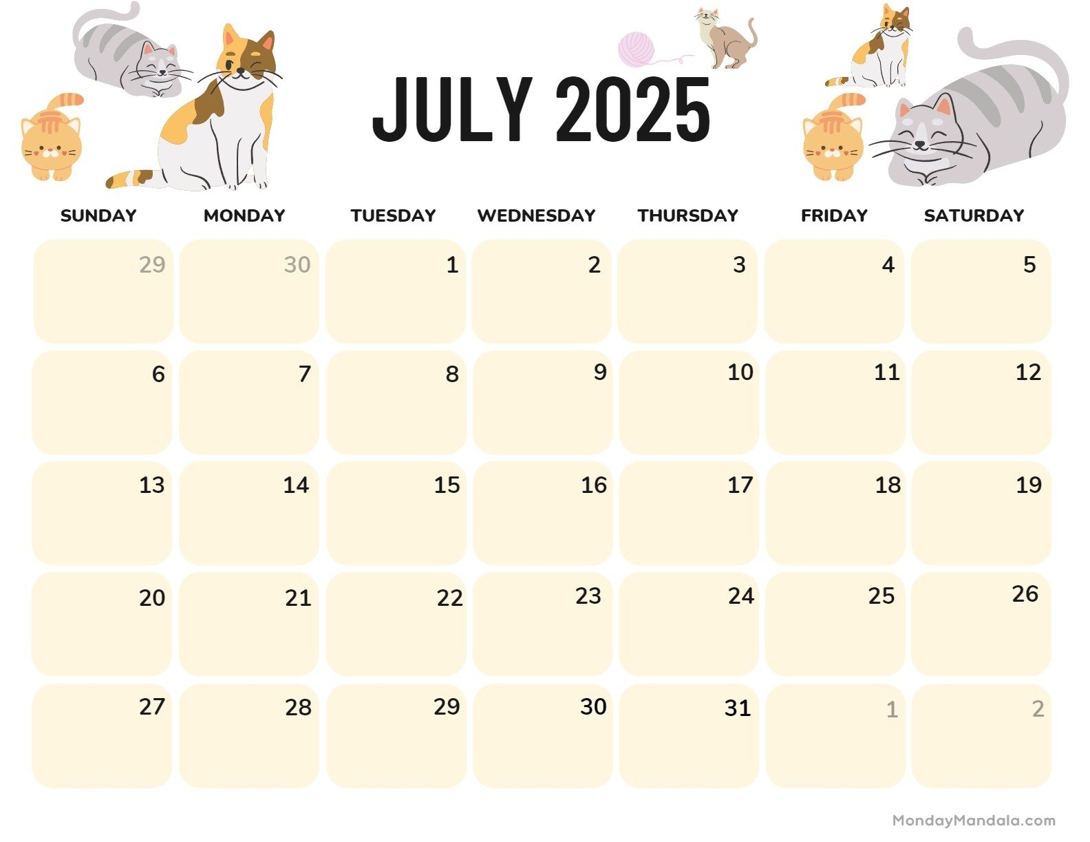 Fun July Calendar 2025