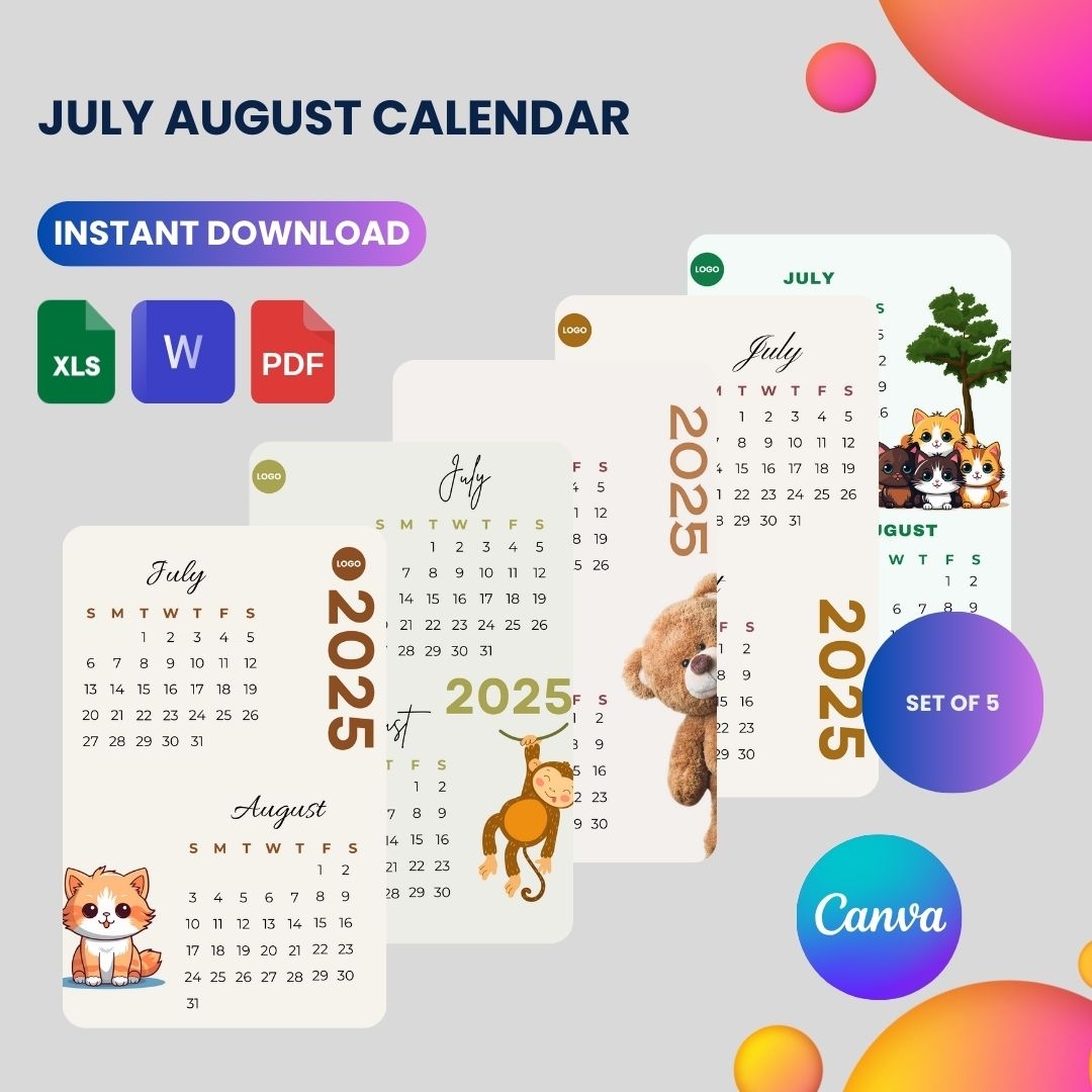 Excel Calendar July August 2025