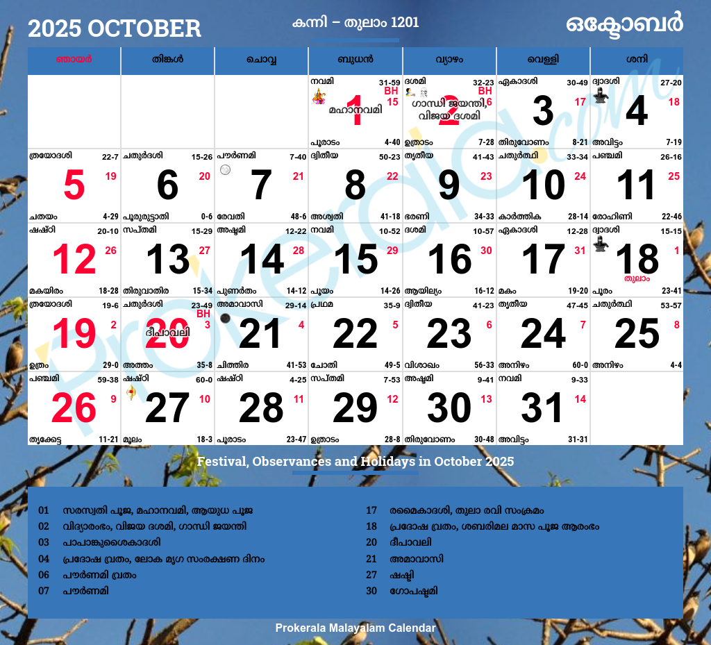 October 2025 Calendar With Holidays In India
