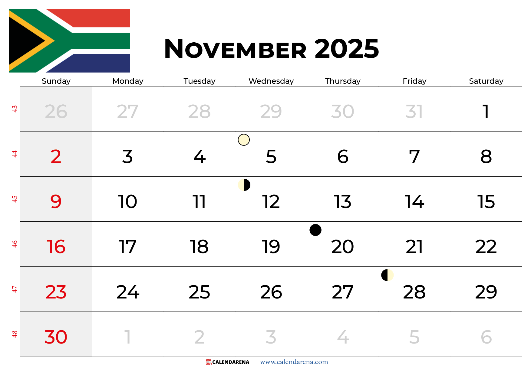 November 2025 Calendar South Africa 7 Best Holiday Planning