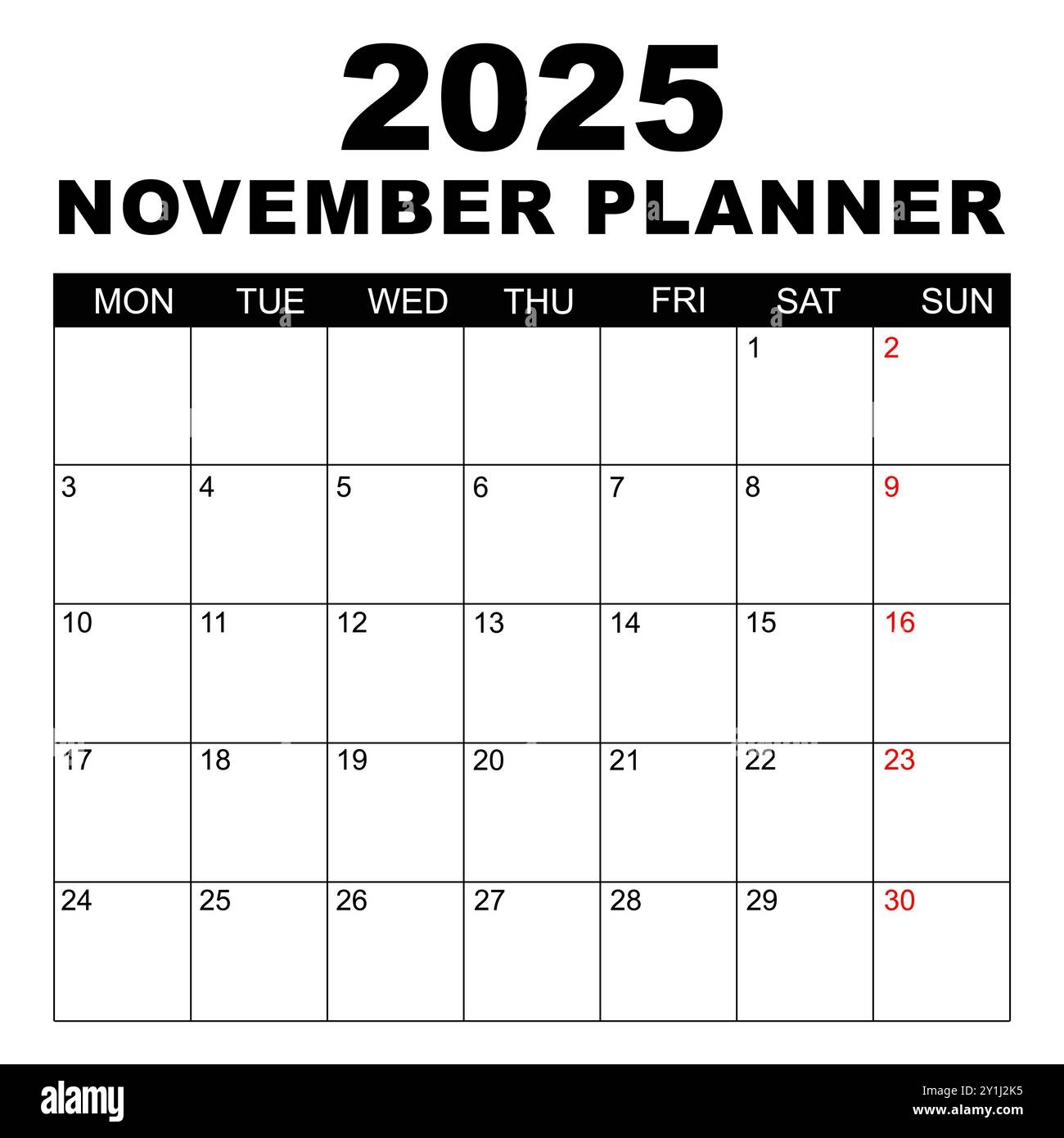 Weekly November 2025 Calendar