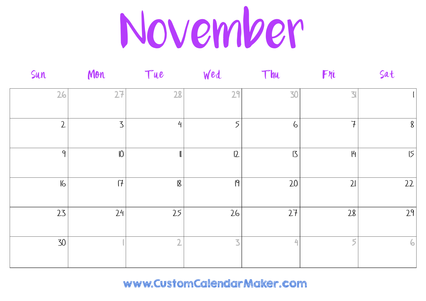 Show Calendar November 2025
