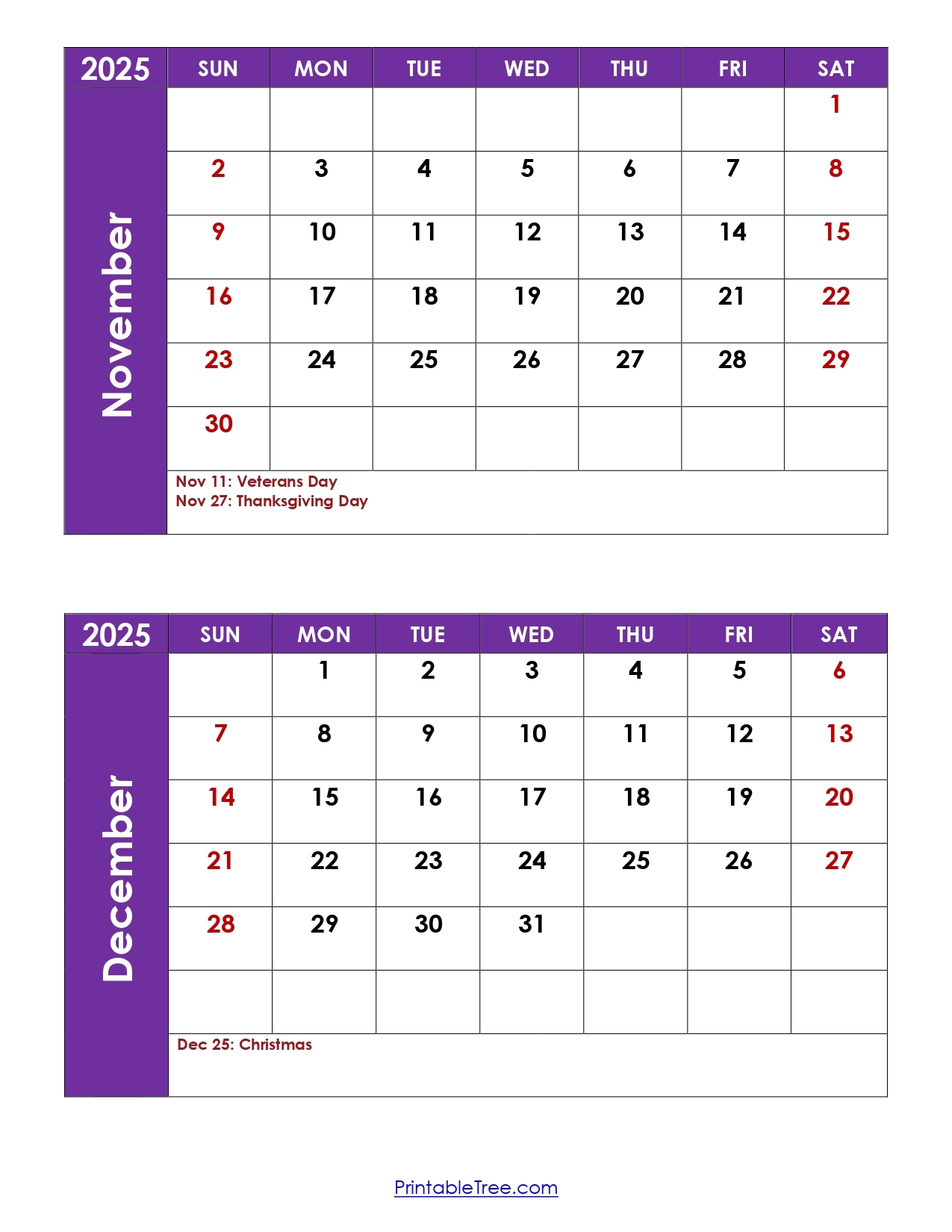 November Dei Calendar 2025