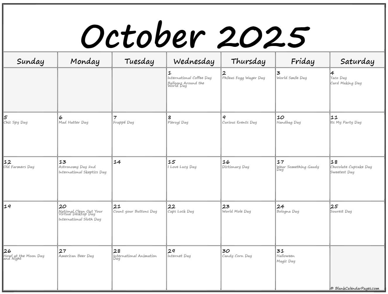 October 2025 Calendar Fun