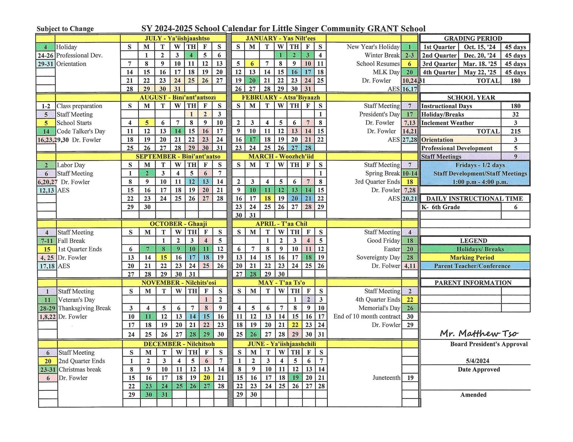 School Year Calendar 2024 2025 Little Singer Community School
