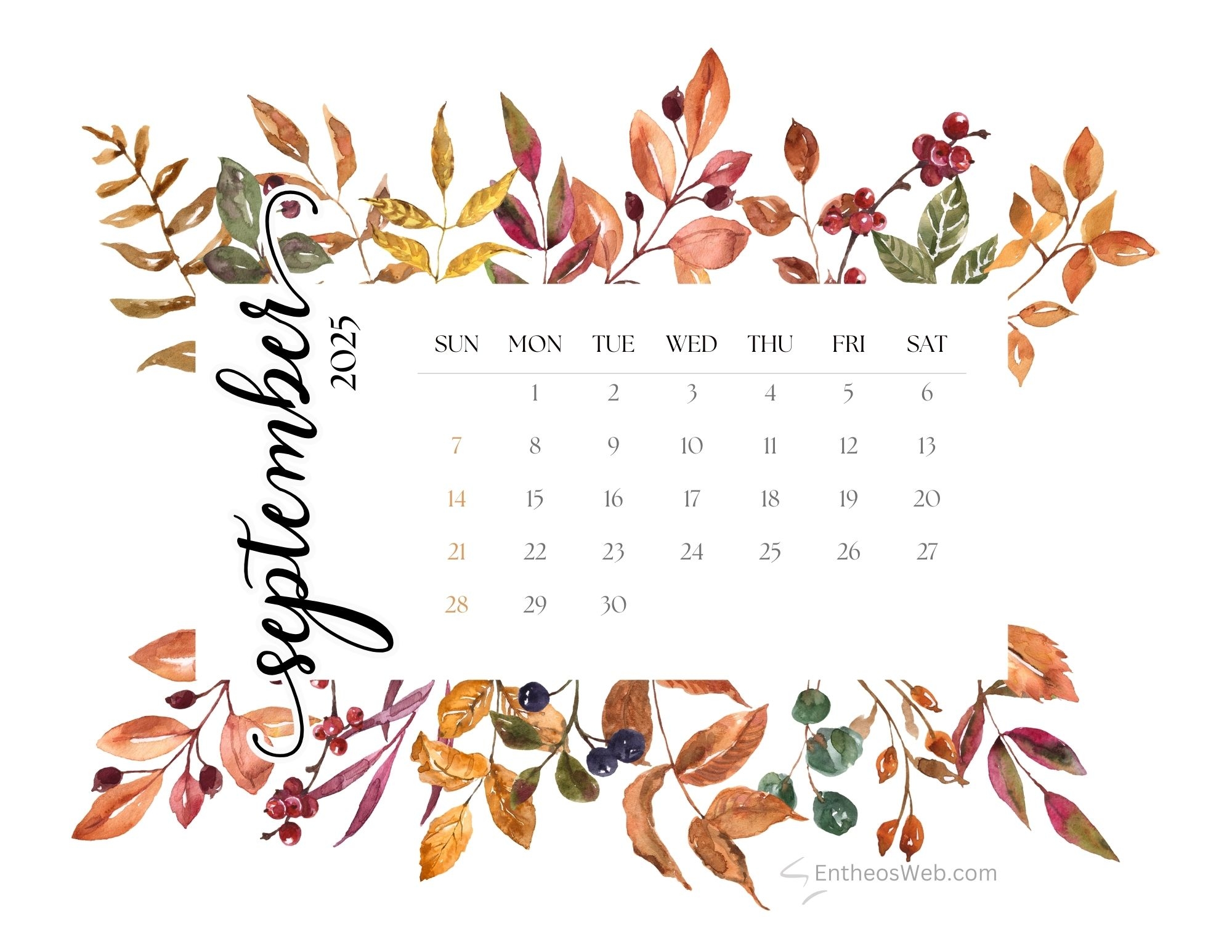 September Desktop Wallpaper Calendar 2025